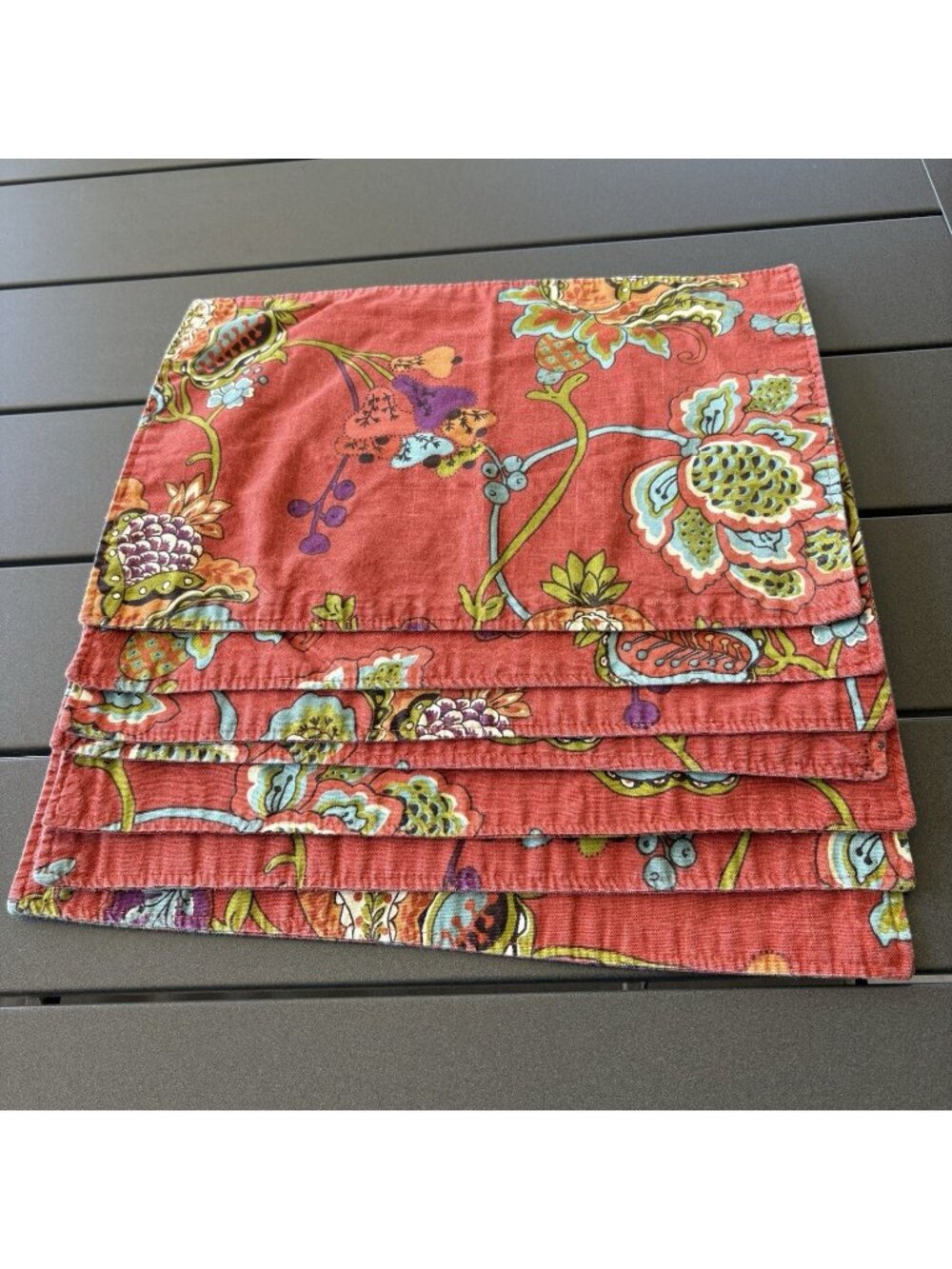 Set Of 7 Jacobean Placemats WORLD MARKET Paisley & Flowers Tatiana Washable